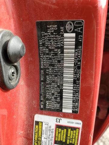 2T1BU4EE6DC998188 - 2013 TOYOTA COROLLA BASE Қызыл фото 12