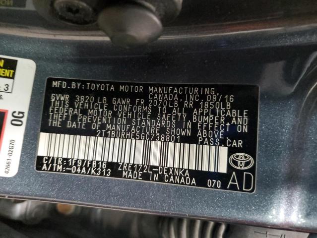 2T1BURHE5GC738801 - 2016 TOYOTA COROLLA L 灰色 照片 13