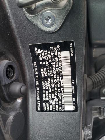 SHHFK7H47KU419177 - 2019 HONDA CIVIC SPORT GRAY photo 12