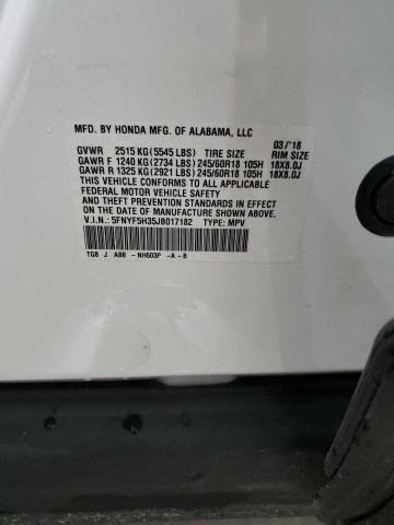 5FNYF5H35JB017182 - 2018 HONDA PILOT EX 白色 照片 13