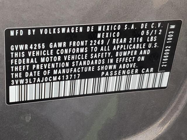 3VW3L7AJ0CM413717 - 2012 VOLKSWAGEN JETTA TDI 石墨色 照片 12