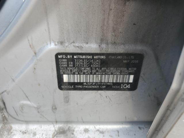 ML32F3FJ7HHF07845 - 2017 MITSUBISHI MIRAGE G4 ES SILVER photo 12