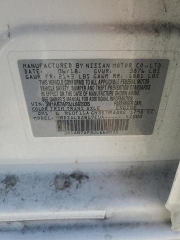 3N1AB7AP3JL662035 - 2018 NISSAN SENTRA S Biały zdjęcie 12