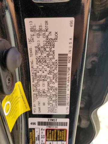 5TFJU4GN5EX052109 - 2014 TOYOTA TACOMA DOUBLE CAB PRERUNNER BLACK photo 12