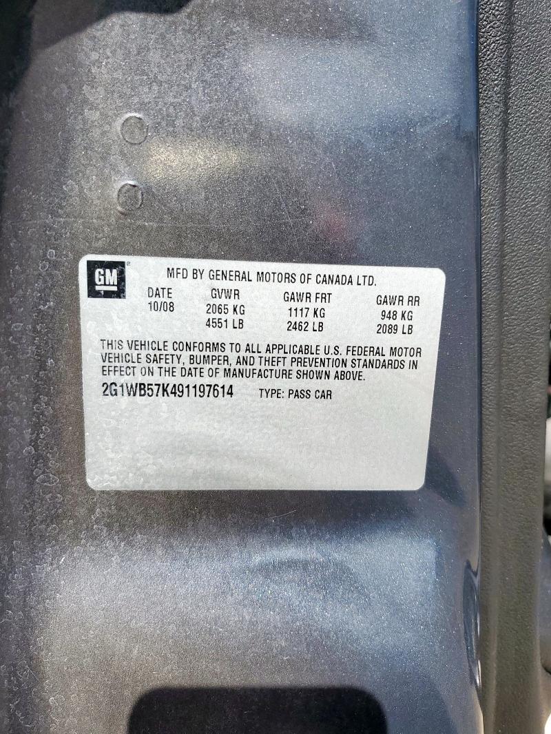 2G1WB57K491197614 - 2009 CHEVROLET IMPALA LS GRAY photo 12