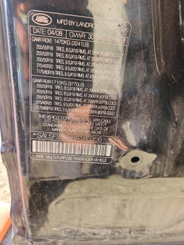 SALSF25488A180356 - 2008 LAND ROVER RANGE ROVE HSE BLACK photo 13