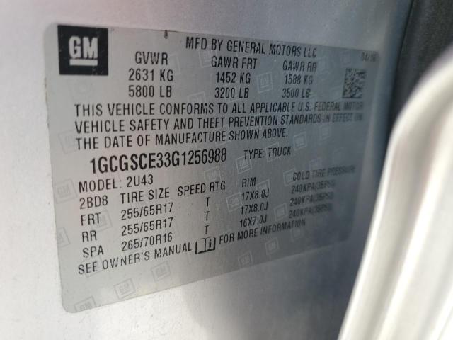 1GCGSCE33G1256988 - 2016 CHEVROLET COLORADO LT SILVER photo 12