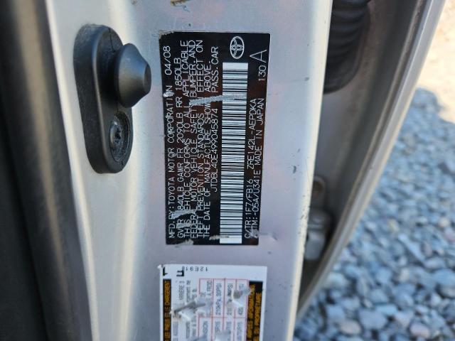 JTDBL40E499045874 - 2009 TOYOTA COROLLA BASE Silber Foto 12