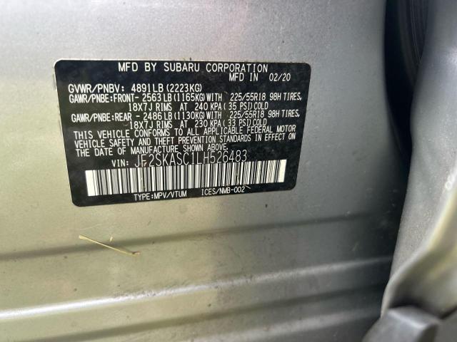 JF2SKASC1LH526483 - 2020 SUBARU FORESTER LIMITED Сріблястий фото 10