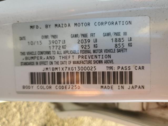 JM1BM1X7XG1300025 - 2016 MAZDA 3 GRAND TOURING أبيض صورة 12