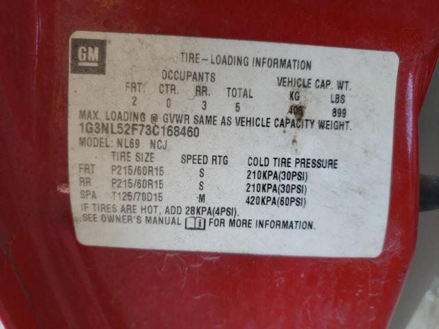 1G3NL52F73C168460 - 2003 OLDSMOBILE ALERO GL წითელი ფოტო 12