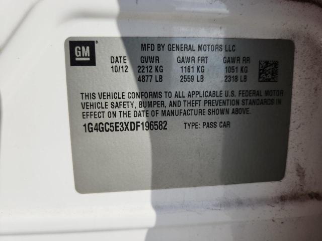 1G4GC5E3XDF196582 - 2013 BUICK LACROSSE WHITE photo 12