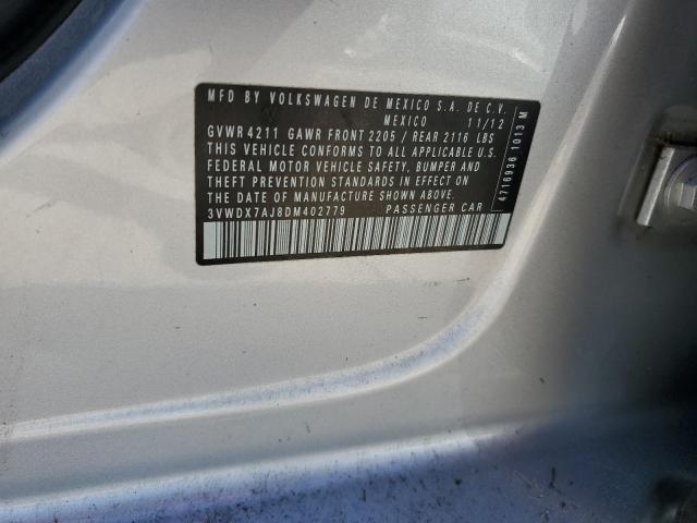 3VWDX7AJ8DM402779 - 2013 VOLKSWAGEN JETTA SE SILVER photo 13