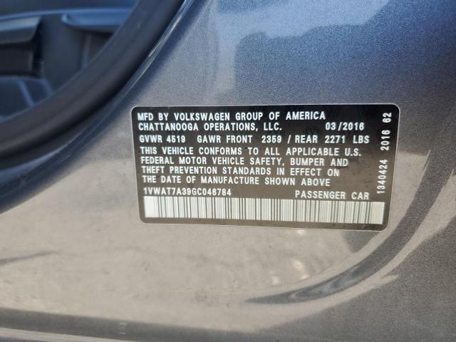1VWAT7A39GC046784 - 2016 VOLKSWAGEN PASSAT S رمادي صورة 12