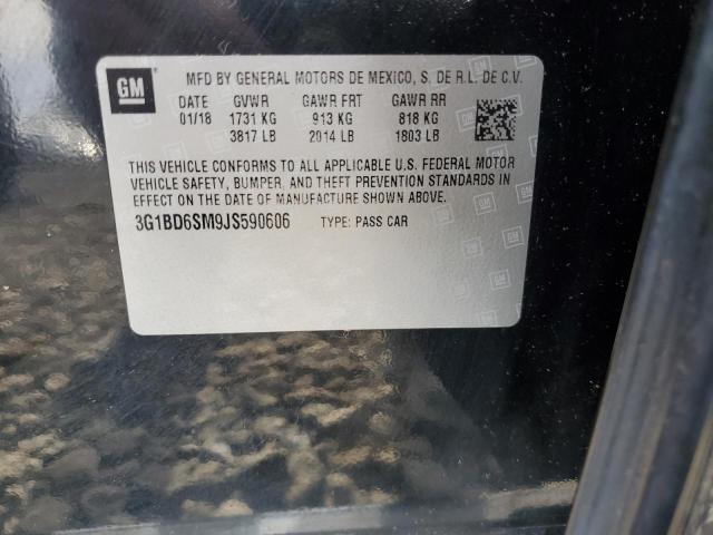 3G1BD6SM9JS590606 - 2018 CHEVROLET CRUZE LT 黑色 照片 12