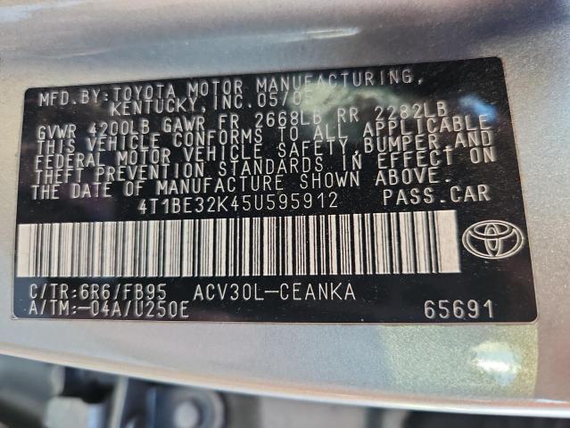 4T1BE32K45U595912 - 2005 TOYOTA CAMRY LE SILVER photo 12