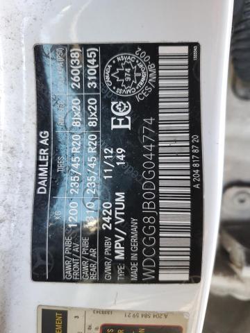 WDCGG8JB0DG044774 - 2013 MERCEDES-BENZ GLK 350 4MATIC WHITE photo 13