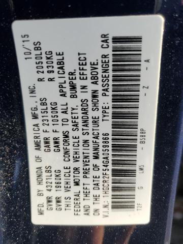 1HGCR2F54GA059866 - 2016 HONDA ACCORD SPORT BLUE photo 12
