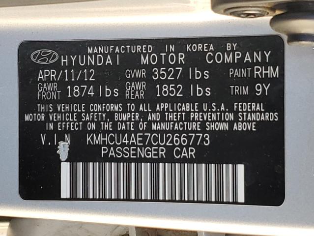 KMHCU4AE7CU266773 - 2012 HYUNDAI ACCENT GLS 银色 照片 12