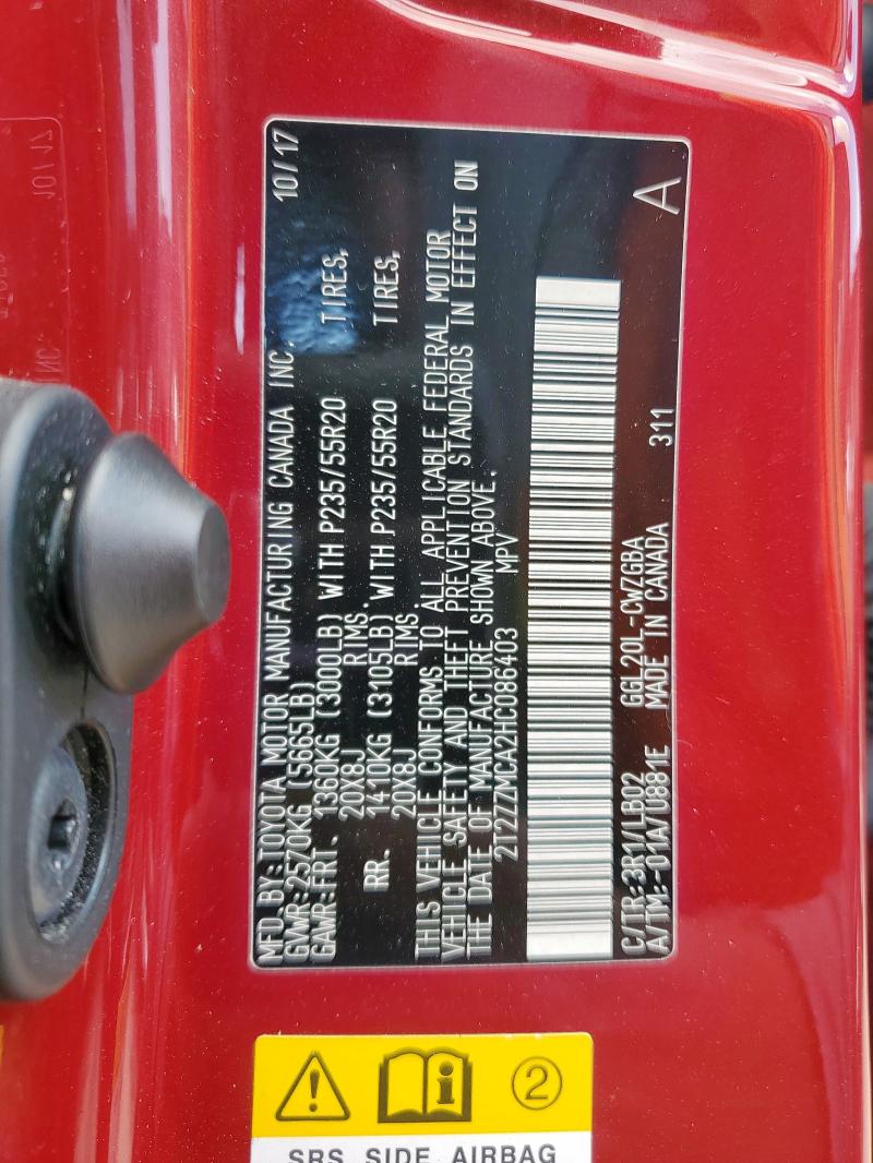 2T2ZZMCA2HC086403 - 2017 LEXUS RX 350 BASE RED photo 14