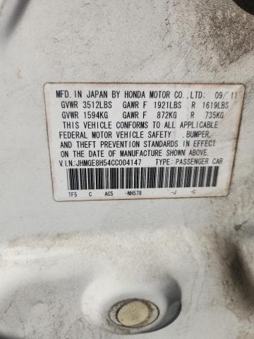JHMGE8H54CC004147 - 2012 HONDA FIT SPORT WHITE photo 13