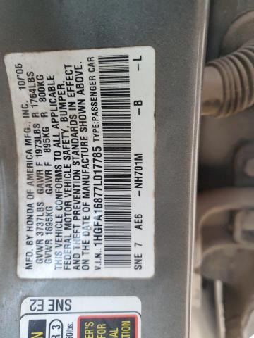 1HGFA16877L017785 - 2007 HONDA CIVIC EX GRAY photo 12