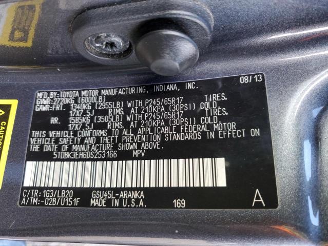 5TDBK3EH6DS253166 - 2013 TOYOTA HIGHLANDER BASE Сұр фото 14