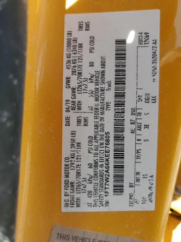 1FT7W2A66KEE76805 - 2019 FORD F250 SUPER DUTY 黄色 照片 13