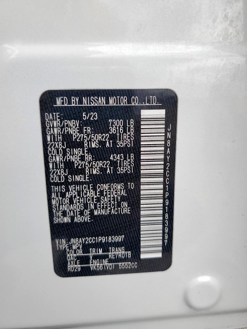 JN8AY2CC1P9183997 - 2023 NISSAN ARMADA PLATINUM WHITE photo 13