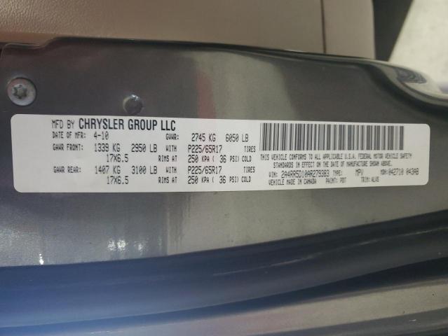 2A4RR5D10AR279383 - 2010 CHRYSLER TOWN & COU TOURING GRAY photo 13