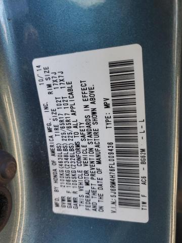 5J6RM4H76FL009436 - 2015 HONDA CR-V EXL BLUE photo 13