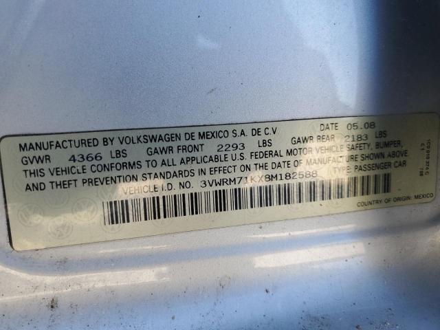 3VWRM71KX8M182588 - 2008 VOLKSWAGEN JETTA SE ვერცხლისფერი ფოტო 12