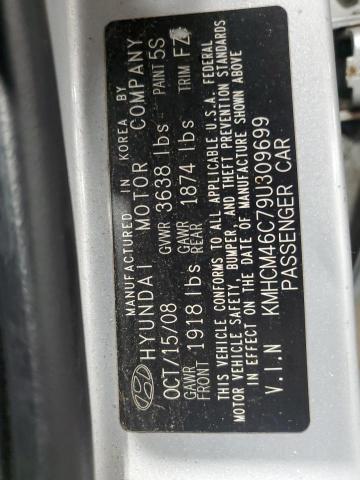 KMHCM46C79U309699 - 2009 HYUNDAI ACCENT GLS GRAY photo 12