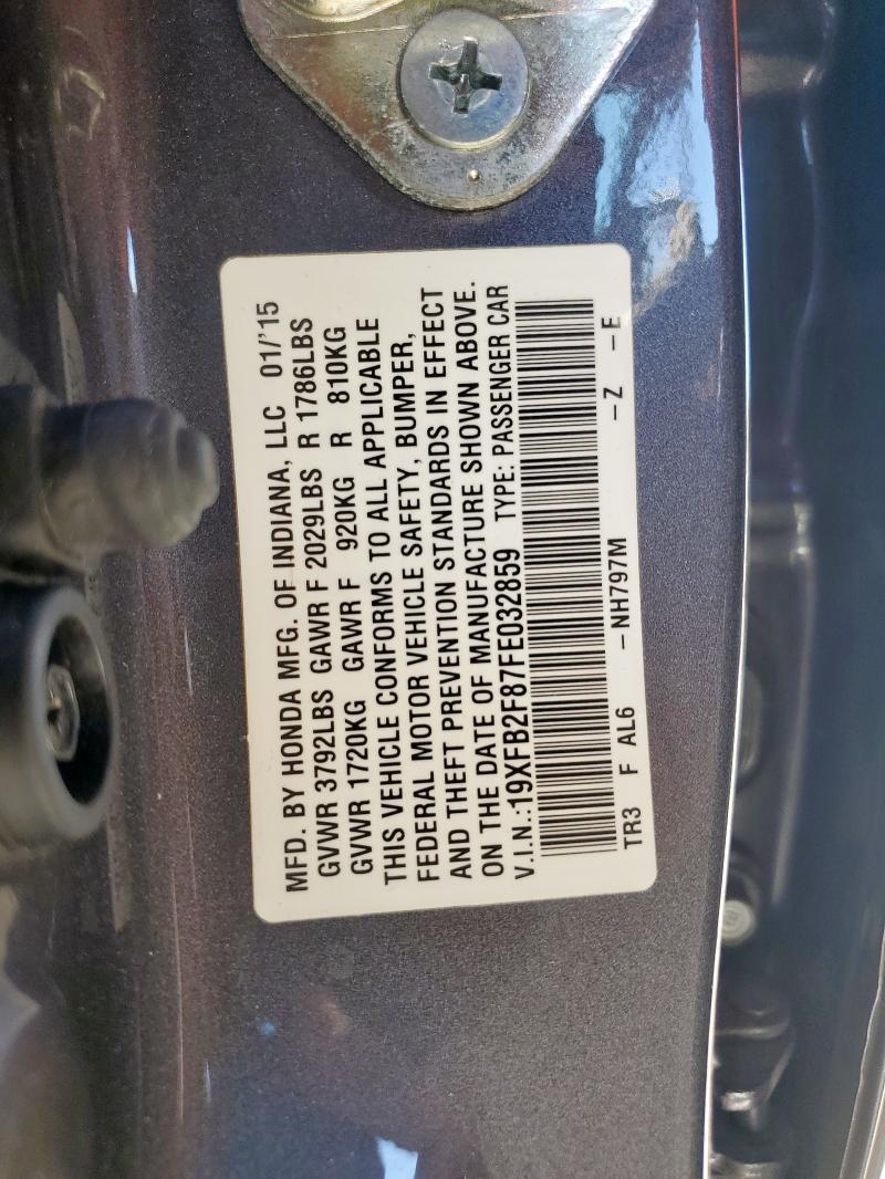 19XFB2F87FE032859 - 2015 HONDA CIVIC EX 灰色 照片 13