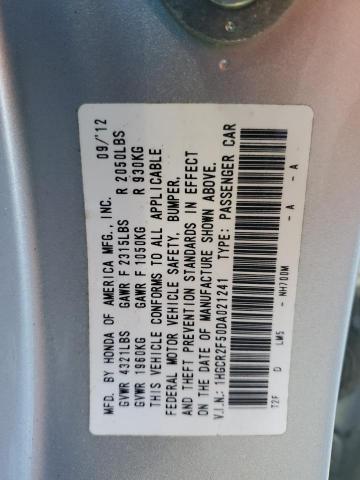 1HGCR2F50DA021241 - 2013 HONDA ACCORD SPORT SILVER photo 12