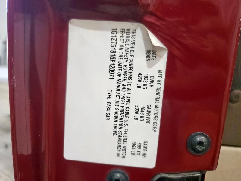 1G1ZT51816F120971 - 2006 CHEVROLET MALIBU LT BURGUNDY photo 13