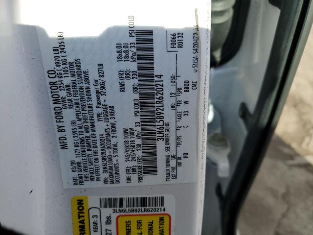 3LN6L5B92LR620214 - 2020 LINCOLN MKZ WHITE photo 12