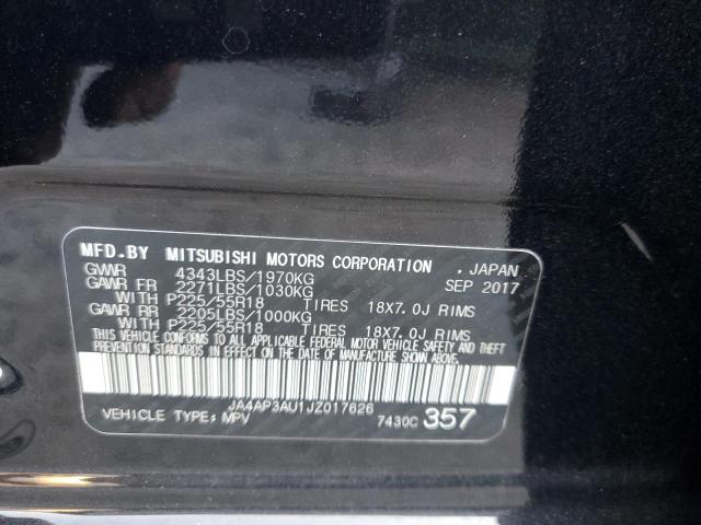 JA4AP3AU1JZ017626 - 2018 MITSUBISHI OUTLANDER ES BLACK photo 13