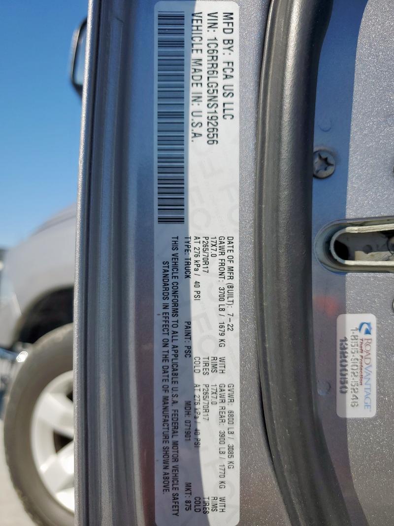 1C6RR6LG5NS192656 - 2022 RAM 1500 CLASS SLT ვერცხლისფერი ფოტო 13