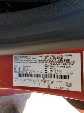 3FADP4BJ2JM123300 - 2018 FORD FIESTA SE ORANGE photo 12