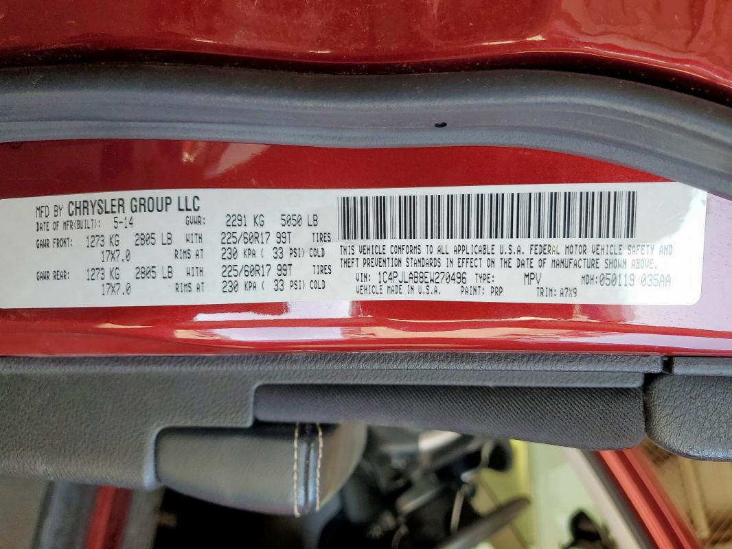 1C4PJLAB8EW270496 - 2014 JEEP CHEROKEE SPORT BURGUNDY photo 13