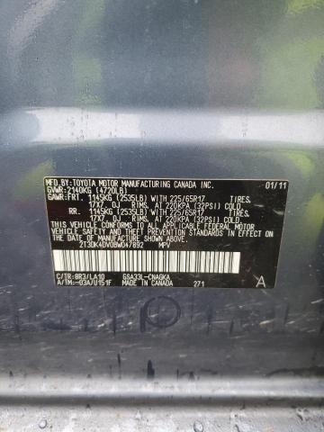 2T3DK4DV0BW047892 - 2011 TOYOTA RAV4 LIMITED BLUE photo 13