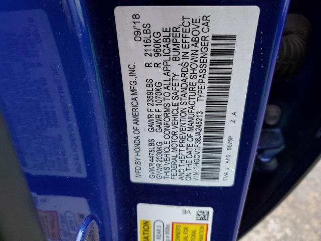 1HGCV1F38JA245213 - 2018 HONDA ACCORD SPORT ლურჯი ფოტო 13