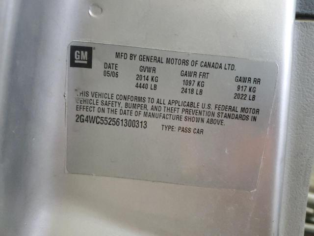 2G4WC552561300313 - 2006 BUICK LACROSSE CX Արծաթագույն լուսանկար 12