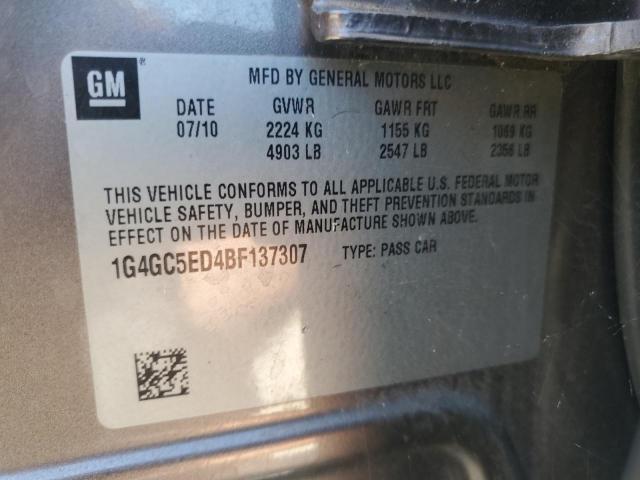 1G4GC5ED4BF137307 - 2011 BUICK LACROSSE CXL Թուխ լուսանկար 12