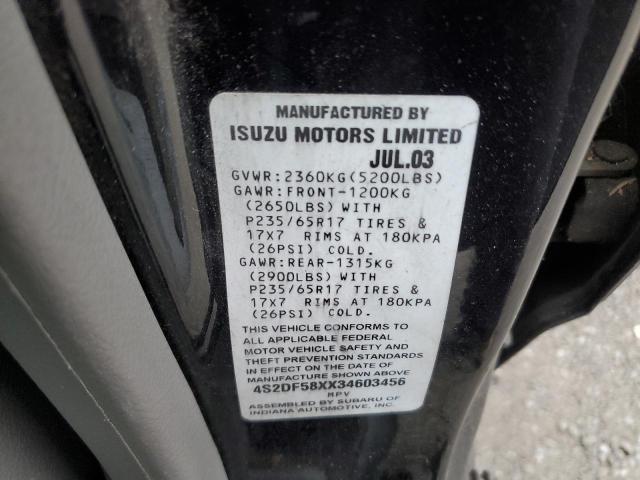 4S2DF58XX34603456 - 2003 ISUZU AXIOM XS BLACK photo 13