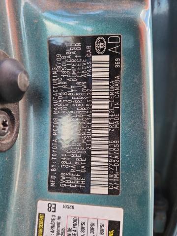 2T1BU4EE1AC256132 - 2010 TOYOTA COROLLA BASE GREEN photo 12