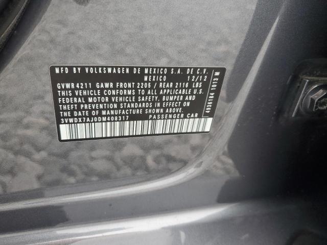 3VWDX7AJ0DM408317 - 2013 VOLKSWAGEN JETTA SE GRAY photo 12