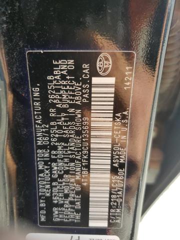 4T1BF1FK9CU135699 - 2012 TOYOTA CAMRY BASE Սև լուսանկար 12