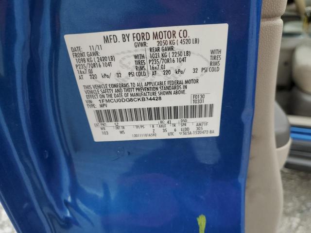 1FMCU0DG8CKB34428 - 2012 FORD ESCAPE XLT BLUE photo 13